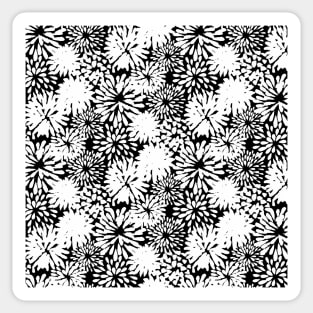 Black and White Zinnias Sticker